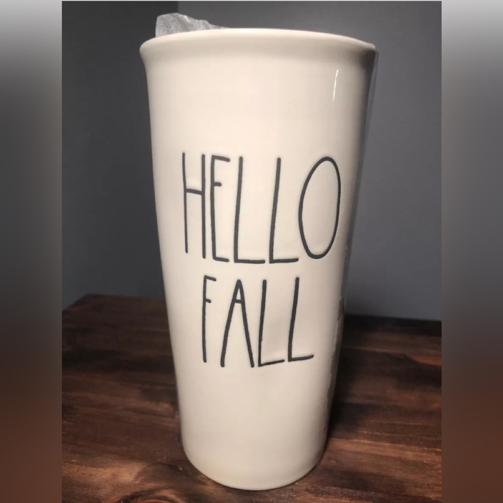 Rae Dunn HELLO FALL Mug Coffee/Tea Tumbler New Fall Collection Exclusive/W Lid